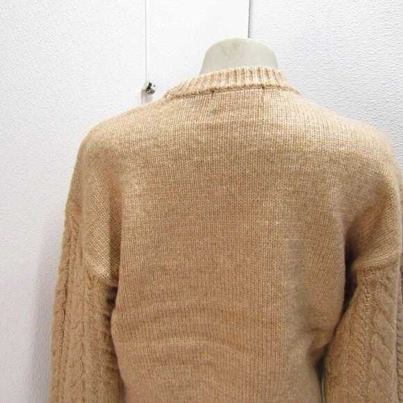 NEW DH NEW YORK Womens Eloise Crew Neck Cable Sweater Light Brown Size M - Picture 5 of 13